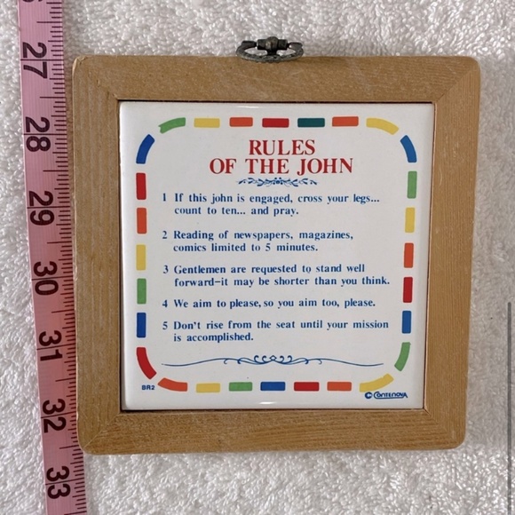 Vintage Rules Of The John Framed Decorative Ceramic Tile - Picture 5 of 6